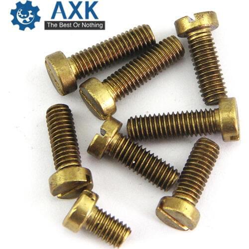 50Pcs/Lot M2 M2.5 M3*L DIN84 Brass Slotted Cheese Head Screw Brass Screw Brass Bolt GB65