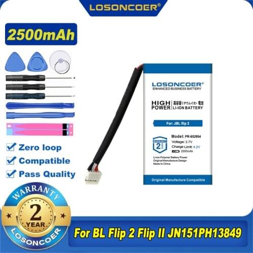 LOSONCOER 2500mah Battery for JBL Flip 2 (2013) / Flip 2 (2014) JN151PH13849 PR-652954,AEC653055-2P Bluetooth Speaker