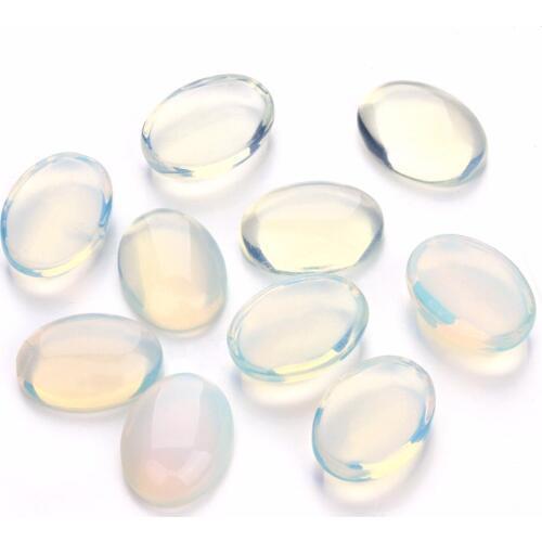 LOULEUR 10pcs/lot 10*14/13*18/18*25mm Natural Stone Cabochon Beads White Opal Oval Stone Created Beads For Jewelry Making