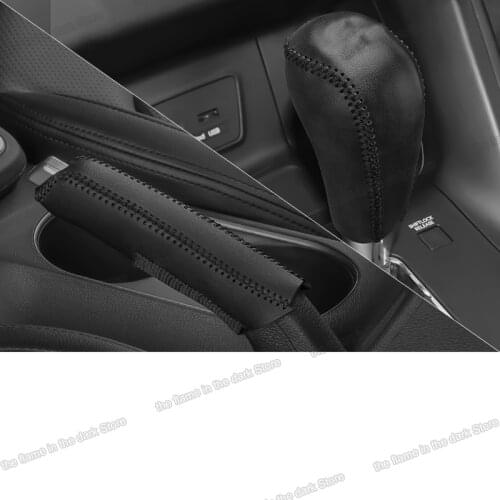 Lsrtw2017 leather car handbrake gear shift knob cover for Hyundai IX35 tucson ix 2009 2010 2011 2012 2013 2014 2015 Accessories
