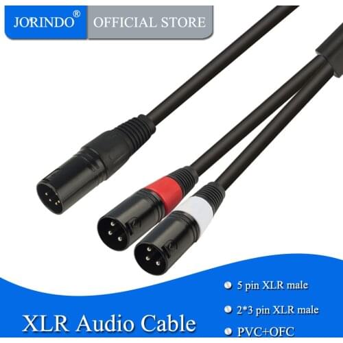 JORINDO 0.5M/1.64FT 5-core XLR male plug to dual XLR 3-pin male Microphone audio conversion cable