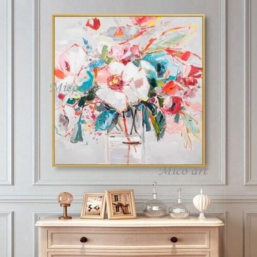 Unframed 100% Handpainted Paintings Bright In Colour New Arrival Hand-painted Wall Art Flower Oil Painting Wall Art For Room