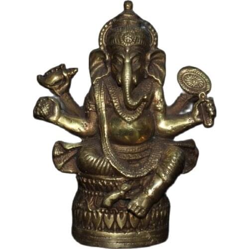 Chinese old craft Old Tibetan Pure Copper Elephant Trunk Buddha Statue