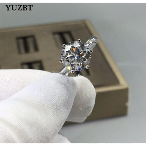 18K White Gold Plated Excellent Cut 2 Carat Gemstone Diamond Test Past D Color Moissanite Sweet Love Ring 925 Silver Jewelry