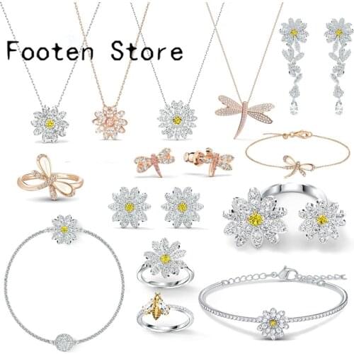 SWA Fine Fashion Jewelry Eternal Flower Daisy Series Women Jewelry Sets Women Earrings Necklaces Bracelets Rings Romantic Gift