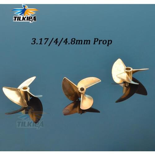 Rc Boat Propeller 3 Blades Copper Props Diameter 36mm/37mm For 3.18mm(1/8'')/4mm/4.76(3/16'') Prop Shaft Boat Screw