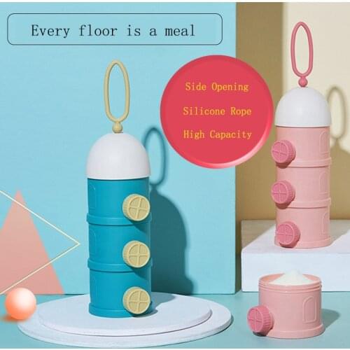 Cute Baby Milk Powder Storage Box 3 Layer Portable Baby Feeding Container Safety Travel Storage Containers Cereals Essential Box