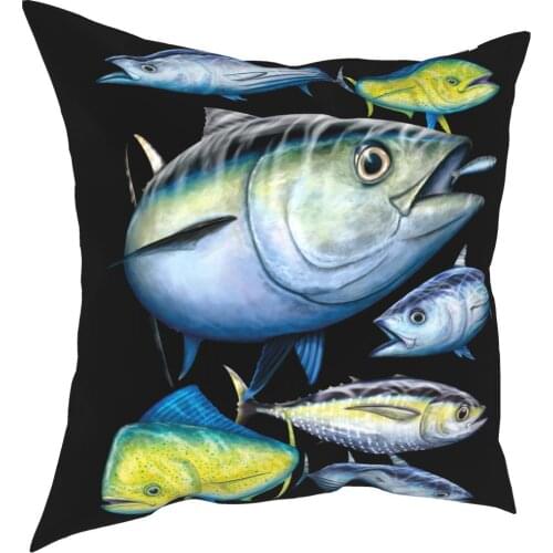 Tuna And Mahi Mahi Pillowcover Home Decor Marine Art Gamefish Fishing Cushions Throw Pillow for Sofa Double-sided Printing