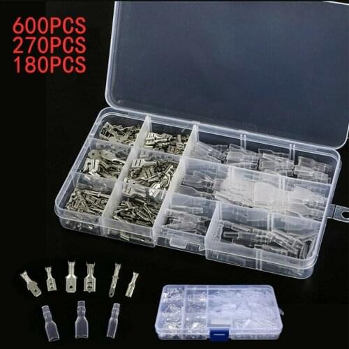 G6DA 2.8/4.8/6.3mm Cold Press Wire Crimp Terminals Tin-Plated Copper Terminals Assortment Kit Cable Wire Connector Kit