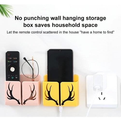 Antler Organizer Storage Box Multifunction Wall Mounted Remote Control Mobile Phone Plug Wall Holder Charging In Livingroom