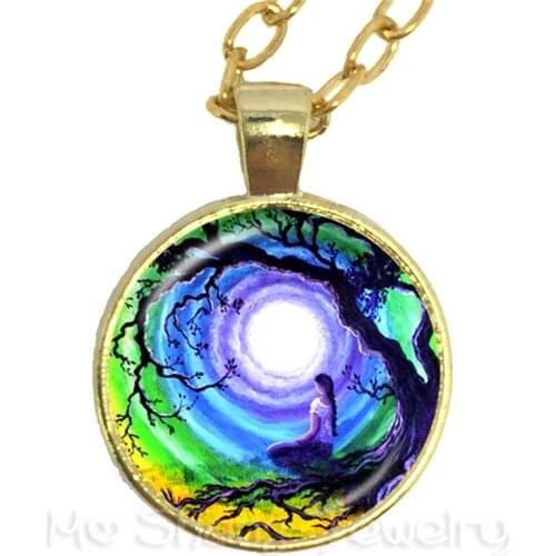 Tree Of Life Necklace OM Yoga Glass Dome Sweater chain European And American Jewelry Best Gift For Friends