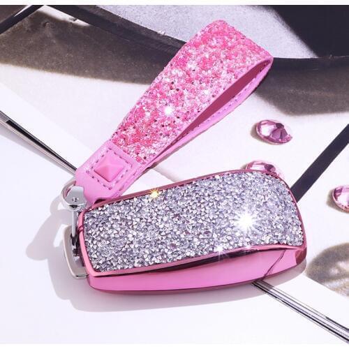 Female Luxury Diamond Crystal Shining Car Key Case Cover for Mercedes Benz E Class W213 E200 E200L E300 E300L 2016 2017 2018