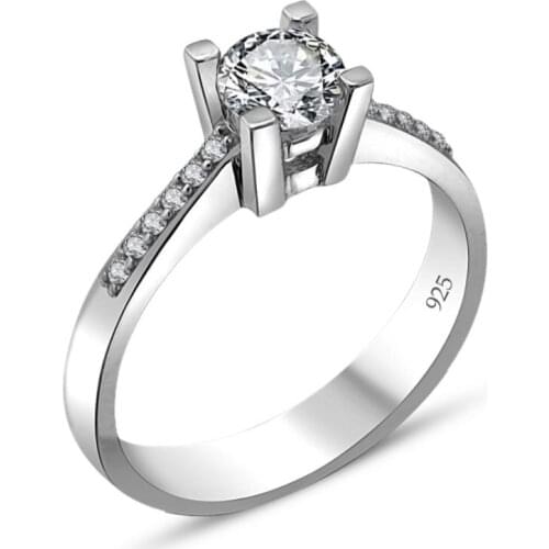 Certified Swarovski Cubic Zirconia Solitaire 925 Sterling Silver Ring