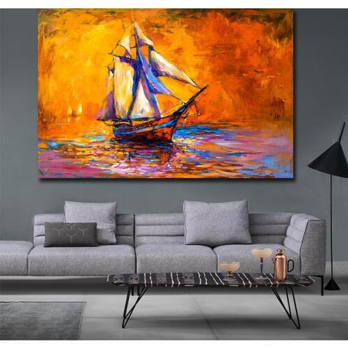Modern Sailboat Seascape Canvas Paintings Posters Prints Living Room Decoration Wall Art Picture Bedroom Home Decor no frame