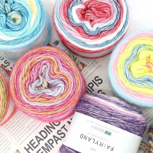Thick magic rainbow gradient wool ball needle thread sweater shawl scarf thread weaving diy in cake line