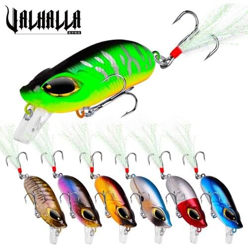 VALHALLA 7Pcs Float Minnow Fishing Lure 5cm 8g with Feather Hooks Wobbler Tackle Crankbait Artificial Japan Hard Bait Swimbait