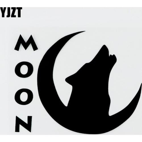 YJZT 14CM×11.2CM Wolf Head Howling At Moon Fashion Vinyl Car Window Sticker 8C-0272