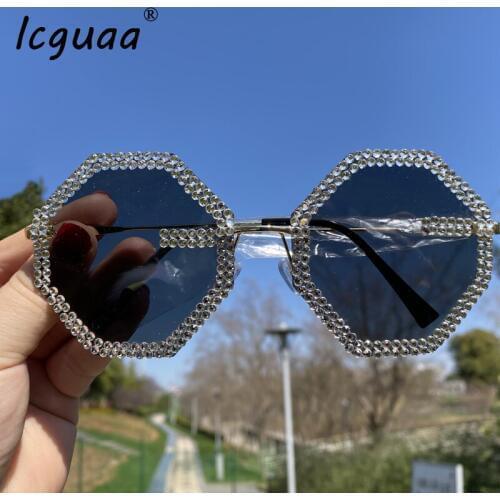 Rimless Crystal Sunglasses women 2020 Colorful Rhinestone Gradient color Sun glasses UV400 gafas de sol mujer