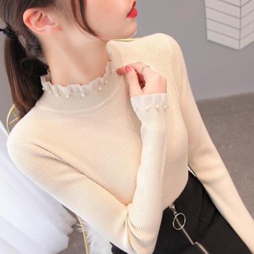 Woman Sweaters Chandails Turtleneck Sweater Womens Autumn Winter Western Style Slim Fit Knitwear Long Sleeve Underwear Top