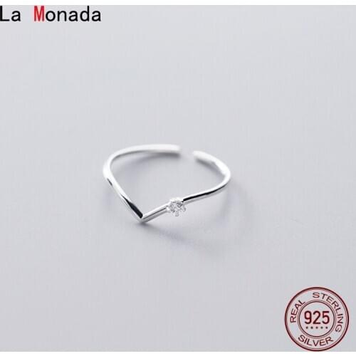 La Monada V Design Shine Women Ring 925 Sterling Silver Minimalist Rings For Women 925 Silver Fine Jewerly Rings Woman Open