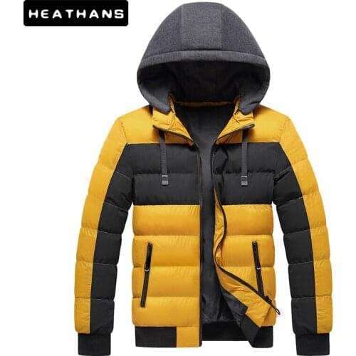 Winter Mens Hooded Coat Jacket Korean Style Fashion Casual Men Puffer Jackets Cotton Solid Color Man Outwear Clothing Men Parkas