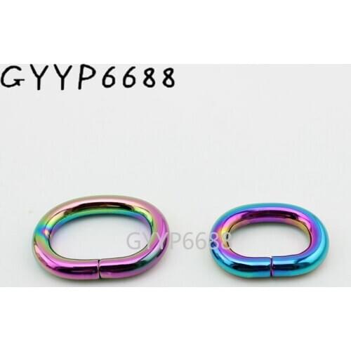 10-30-100pcs 19mm 26mm Rainbow polished non welded round edge oval ring metal for bags belts webbing strap adjusted craft