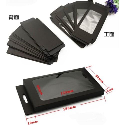1000pcs Black White kraft paper box with pvc window for mobile phone case universal phone box retail phone case packaging box