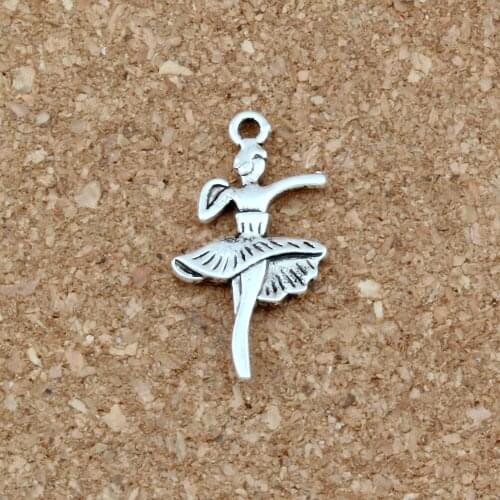 20 Pcs / Lot Alloy Ballet Dancer Girl Charms Pendants DIY Jewelry Fit Bracelets Necklace Earrings 14.5x27.5mm A-344