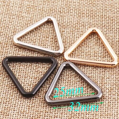 20PCS Triangle Rings Slide Buckles Black/Gunmetal/Silver/PALE Gold 1"Fasteners Belt Hardware Adjuster Metal Purse Buckle