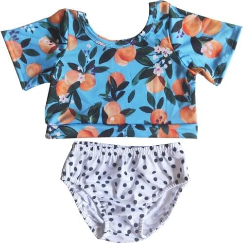 2021 Summer Girls Bathing Suit Toddler Infant Baby Girls Orange Swimsuit 3D Flower Bummies Swimwear Swimming RTS
