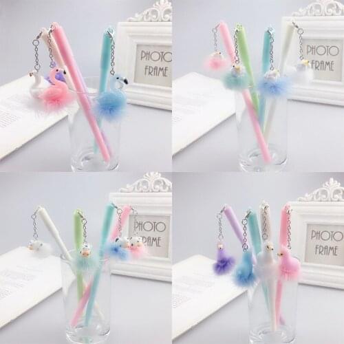 30 pcs/lot Flamingo Alpaca Cows Pendant Gel Pen Cute 0.5 mm Black ink signature Pens Promotional Gift Stationery School Supplies