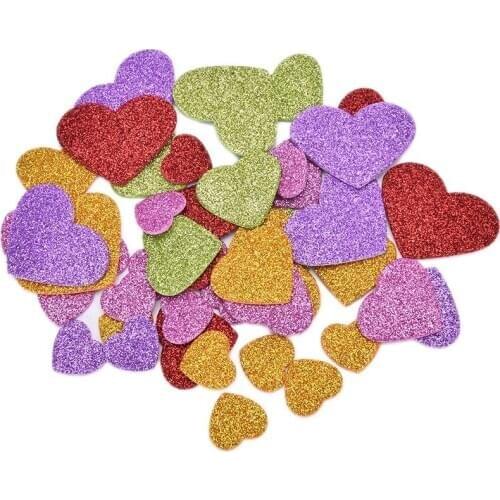 45pcs/Pack Kawaii Heart Confetti Mixed Size Glitter Foam Heart Stickers DIY Scrapbooking Craft Party Decoration