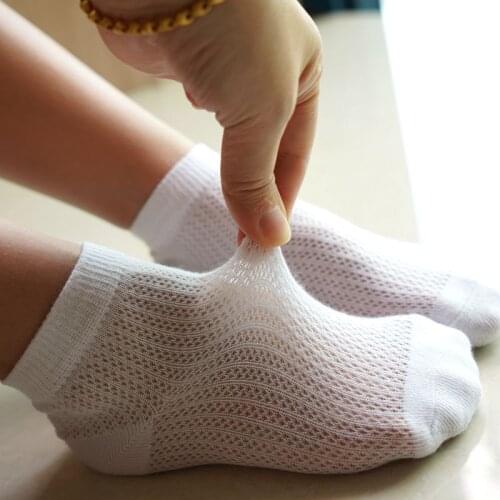 5pairs/Lot 2021 New School Socks Spring Summer Thin Breathable Mesh Cotton Kids Socks Pure Children Sports Socks