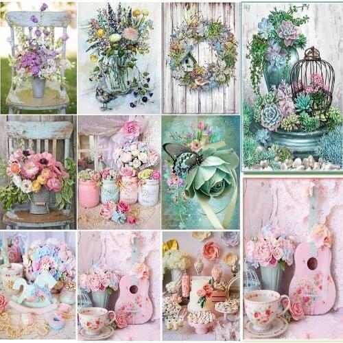 5D DIY Diamond Painting Flower Decoration Painting Full Quadrant / Round Diamond Work Cross Stitch Diamond Mosaic Decoration