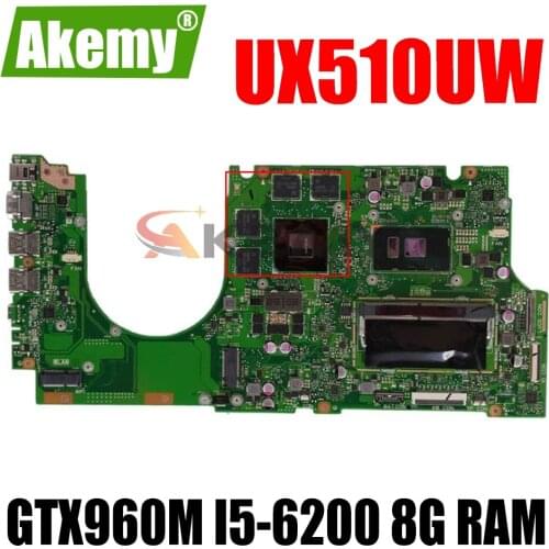 Akemy UX510UW Mainboard For Asus UX510UW UX510UWK UX510UX UX510UXK UX510U Mainboard W/ GTX960M I5-6200 8G RAM