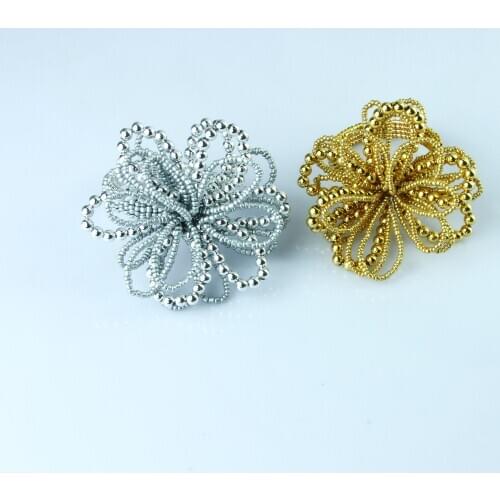 Free Shipping Gold Silver Beads Napkin Ring Holder 12 Pcs qn20123104