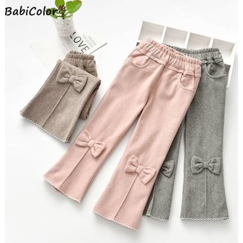 BibiCola Girls Flares Pant Children Autumn Winter Pants Kids Fashion Pants Trousers Cotton Pure Color Teenage Girls Clothing