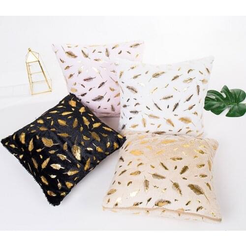 Bronzing Gold Printed Cushion Cover Feather Sofa Car Home Decro Pillow Covers Decorative Pillowcase Throw Pillow Cases Cover