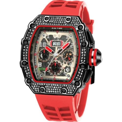 Quartz Watch Mens Watch Foreign Trade Cross Border Hot Style Wine Barrel Square Watch Multifunctional Sports Watch Dropshipping