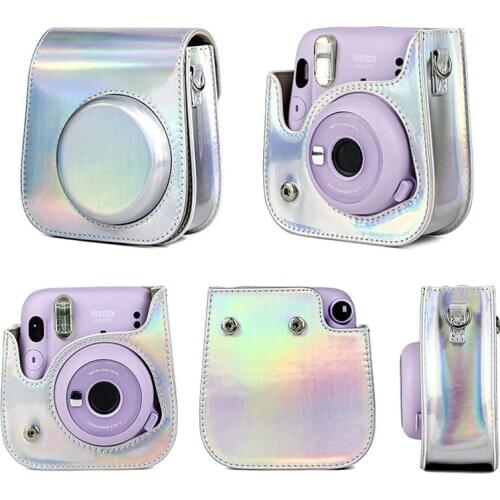 For Fujifilm Instax Mini 11 Instant Camera Case Protective Bag PU Leather Protective Soft Carry Bag Cover with Shoulder Strap