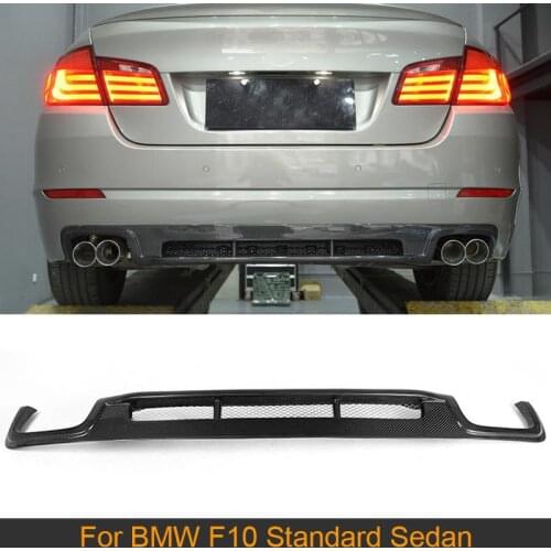 5 Serie Carbon Fiber Car Rear Bumper Lip Spoiler Diffuser For BMW F10 Sedan Standard original Bumper 11-13 Four outlet Non Sport