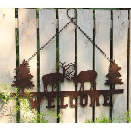 Welcome theme elk rustic retro metal wall plaques