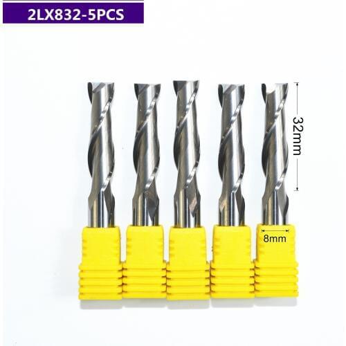 8mm*32mm,5pcs,Free shipping 2 Flutes End Mill,CNC machine milling Cutter,Solid carbide woodworking tool,PVC,MDF,Acrylic,wood