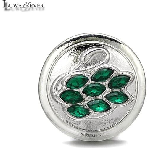 Swan Component w212 Flower Crystal 18mm Metal Snap Button For Bracelet Necklace Interchangeable Jewelry Accessorie Findings