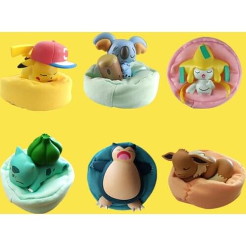 Cute Anime Pokemons Figures Snorlax Eevee Bulbasaur Jirachi Komala Pika Sleeping Pokemons Action Figure Dolls Toys Collection