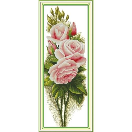 Light pink rose cross stitch kit flower 18ct 14ct 11ct count printed canvas stitching embroidery DIY handmade needlework