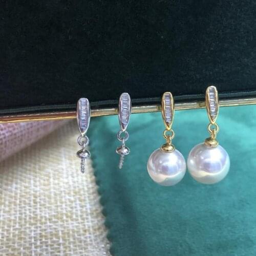 New Arrival 925 Sterling Silver Earrings Findings Settings Mountings Parts Mounts for Pearls Agate Coral Beads Stones Crystal