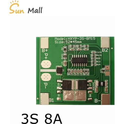 New arrival 3S 8A BMS 12.6V Lithium battery protection board charging board Limiting 15A Prevent overcharge and over discharge