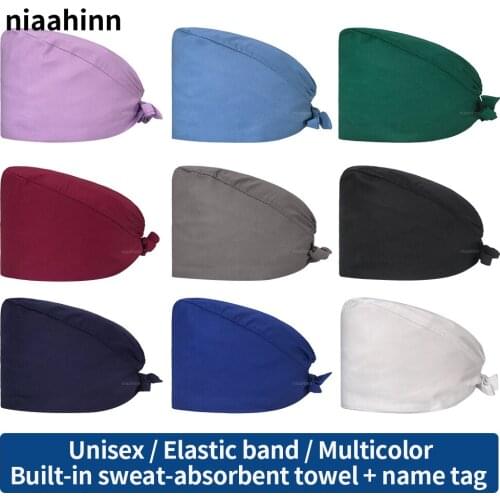 Wholesale Adjustable Pet Hospital Hats Solid Color Surgical Caps Women Men Doctor Nurse Caps Beauty Pharmacy Medical Scrubs Hat