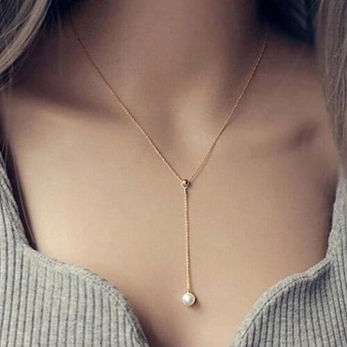 Simple Elegant Tassel Pearl Necklaces For Women Girls Wedding Party Daily Fashion Jewelry Gold Korean Fashion Statement Necklace